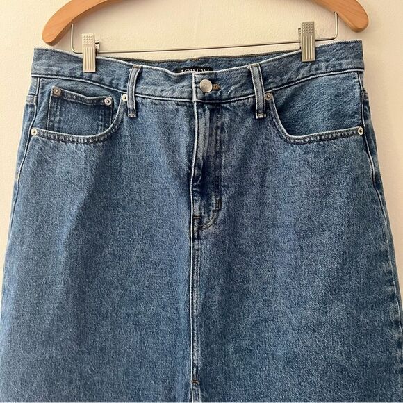 J Crew Denim Maxi Skirt Raw Edge Fall 2024 Front Slit Size 32 Western - Picture 3 of 10